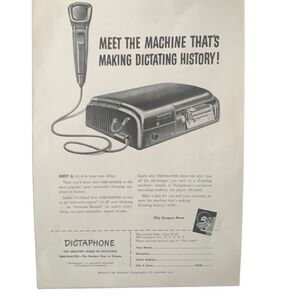 Vintage 1952 Dictaphone Making History Ad Advertisement